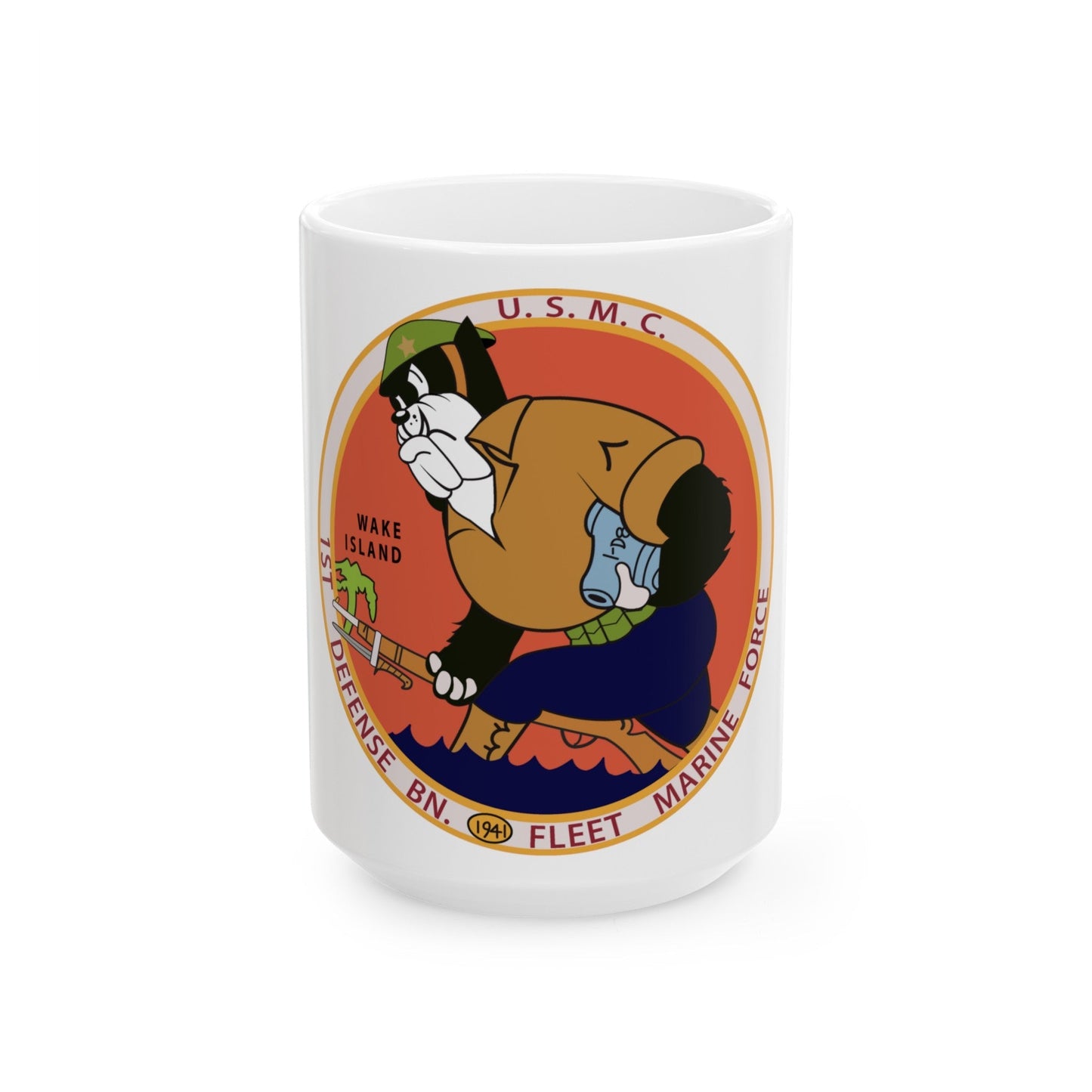 1st Defense Battalion Wake Island (USMC) White Coffee Mug-15oz-The Sticker Space