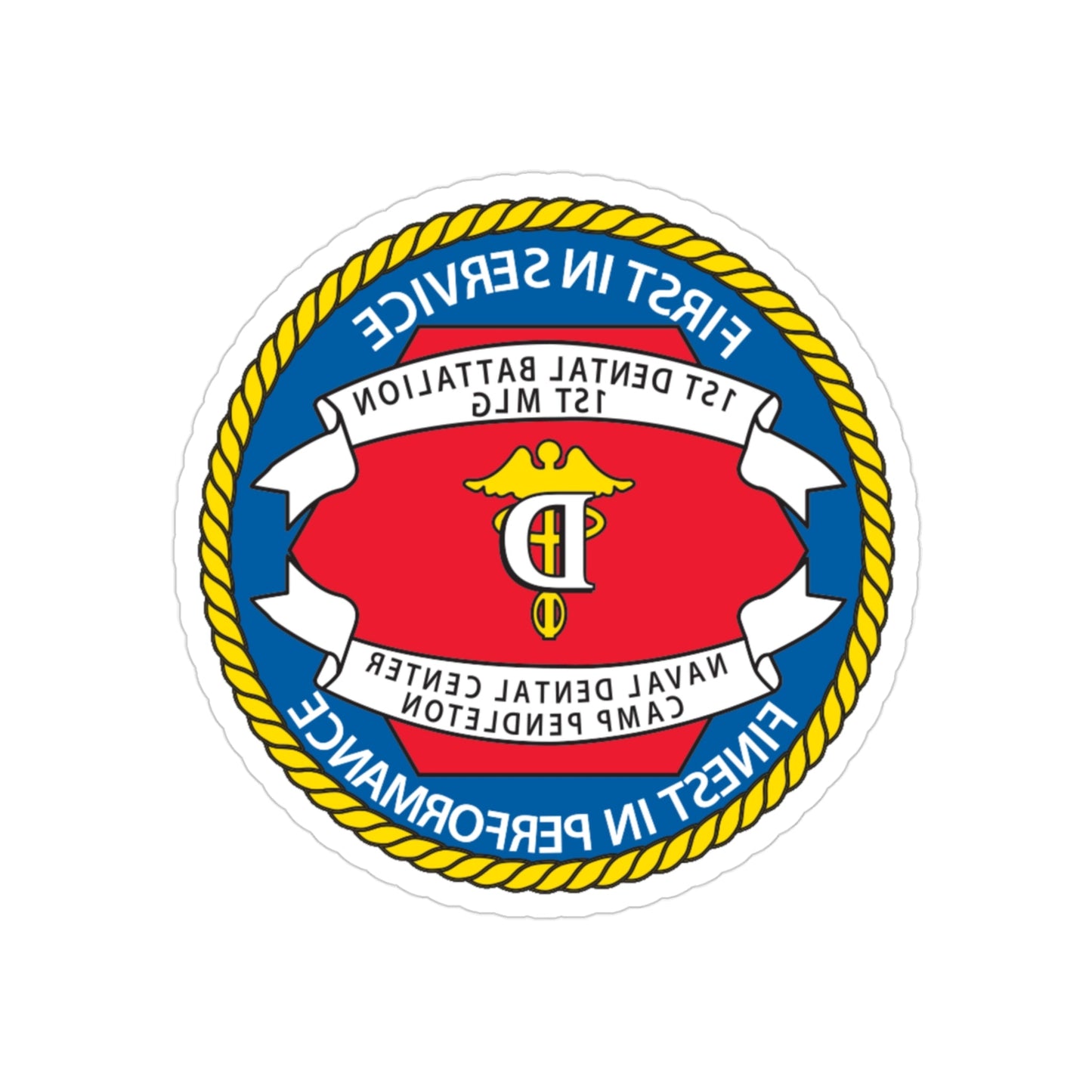 1st Dental Btn Naval Dental Cnt Camp Pendleton (U.S. Navy) REVERSE PRINT Transparent STICKER-3" × 3"-The Sticker Space