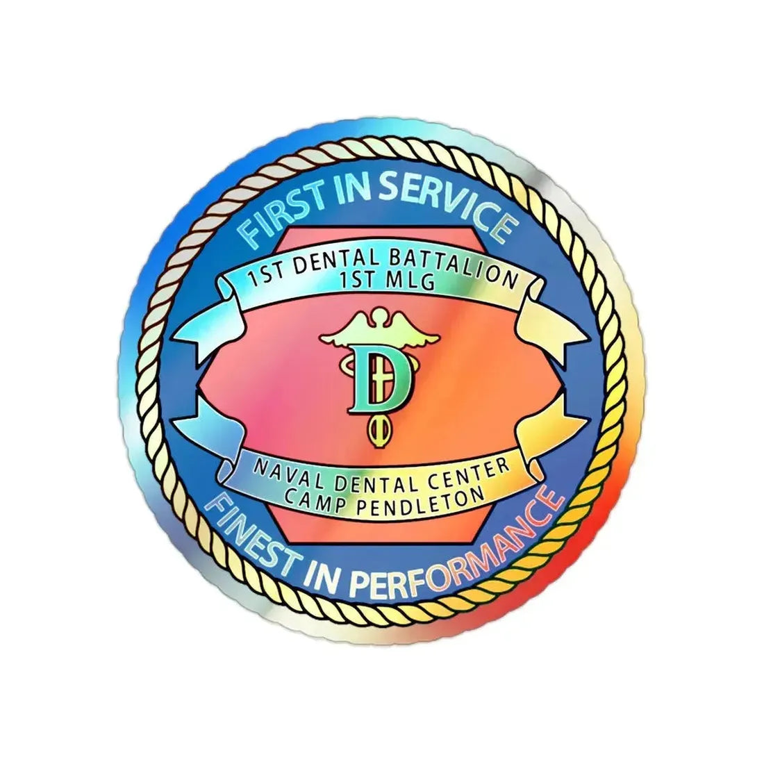 1st Dental Btn Naval Dental Cnt Camp Pendleton (U.S. Navy) Holographic STICKER Die-Cut Vinyl Decal 2 Inch Holographic - The Sticker Space