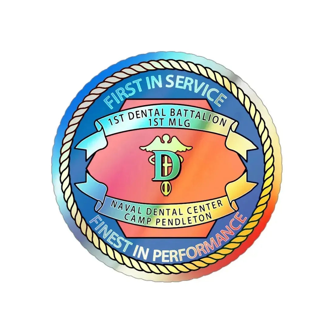 1st Dental Btn Naval Dental Cnt Camp Pendleton (U.S. Navy) Holographic STICKER Die-Cut Vinyl Decal 3 Inch Holographic - The Sticker Space