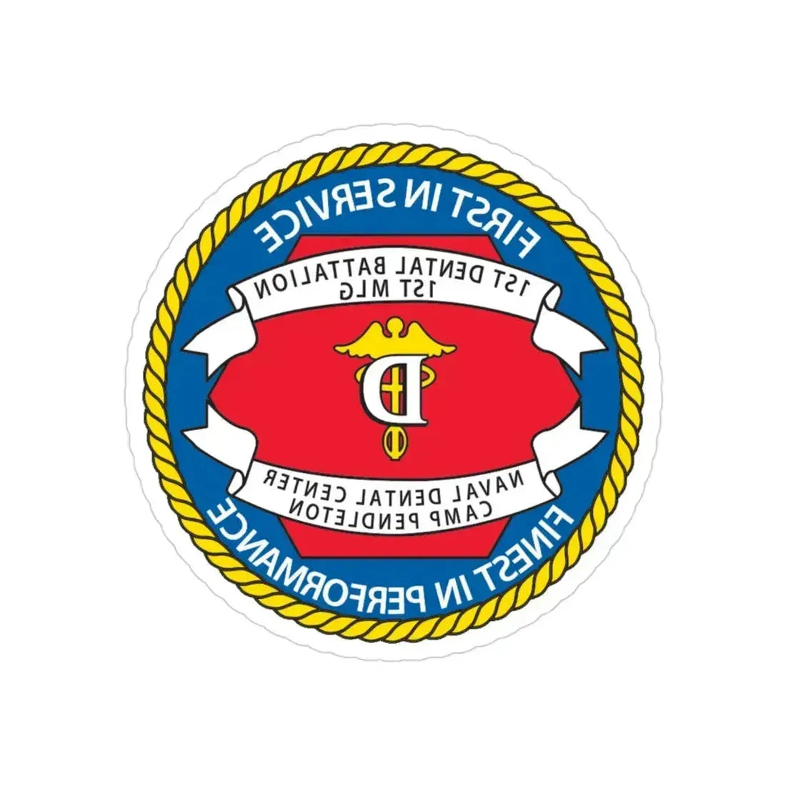 1st Dental Btn Naval Dental Cnt Camp Pendleton (U.S. Navy) REVERSE PRINT Transparent Die-Cut STICKER 3 Inch Die-Cut Transparent - The Sticker Space