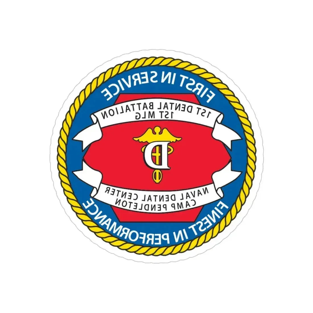 1st Dental Btn Naval Dental Cnt Camp Pendleton (U.S. Navy) REVERSE PRINT Transparent Die-Cut STICKER 4 Inch Die-Cut Transparent - The Sticker Space