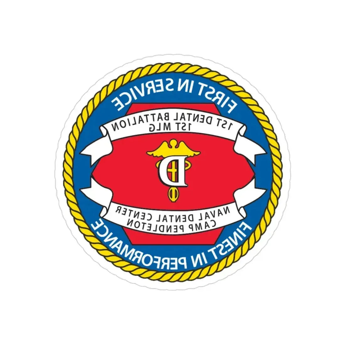 1st Dental Btn Naval Dental Cnt Camp Pendleton (U.S. Navy) REVERSE PRINT Transparent Die-Cut STICKER - The Sticker Space