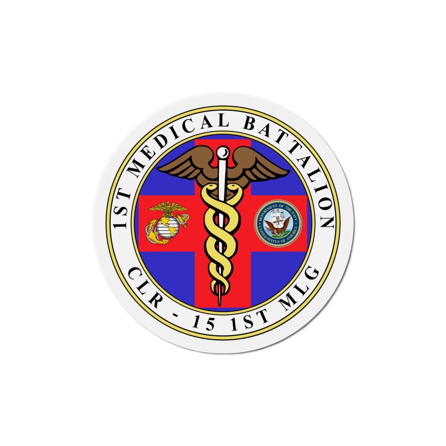 1st Medical Battalion (USMC) Die-Cut Magnet-6 Inch-The Sticker Space