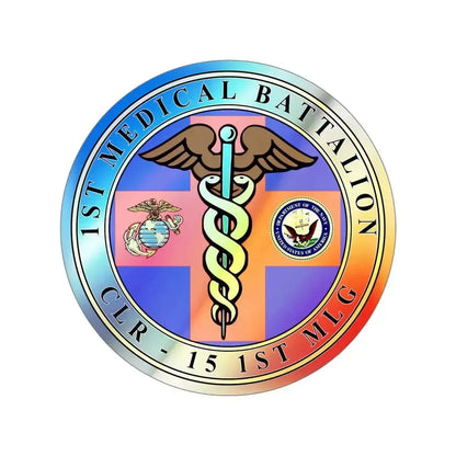 1st Medical Battalion (USMC) Holographic STICKER Die-Cut Vinyl Decal 5 Inch Holographic - The Sticker Space