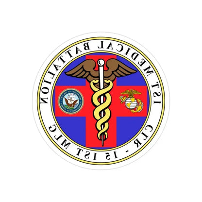 1st Medical Battalion (USMC) REVERSE PRINT Transparent Die-Cut STICKER 2 Inch Die-Cut Transparent - The Sticker Space