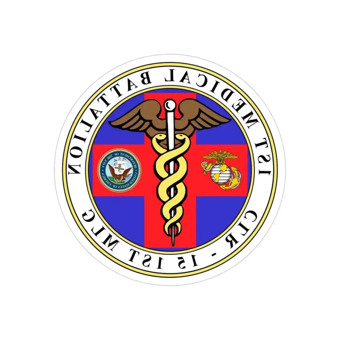 1st Medical Battalion (USMC) REVERSE PRINT Transparent Die-Cut STICKER 3 Inch Die-Cut Transparent - The Sticker Space