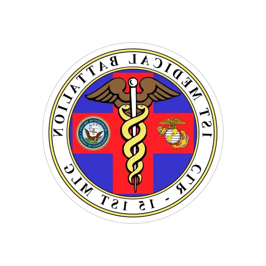 1st Medical Battalion (USMC) REVERSE PRINT Transparent Die-Cut STICKER 6 Inch Die-Cut Transparent - The Sticker Space