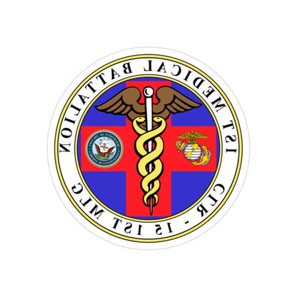 1st Medical Battalion (USMC) REVERSE PRINT Transparent STICKER-2" × 2"-The Sticker Space