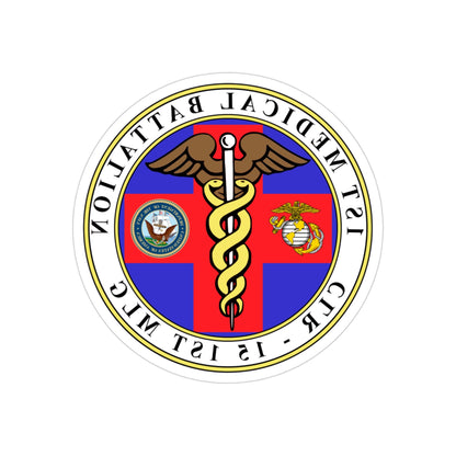 1st Medical Battalion (USMC) REVERSE PRINT Transparent STICKER-3" × 3"-The Sticker Space