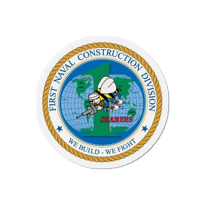 1st Naval Construction Div Seabee (U.S. Navy) Refrigerator Magnet 2 Inch - The Sticker Space