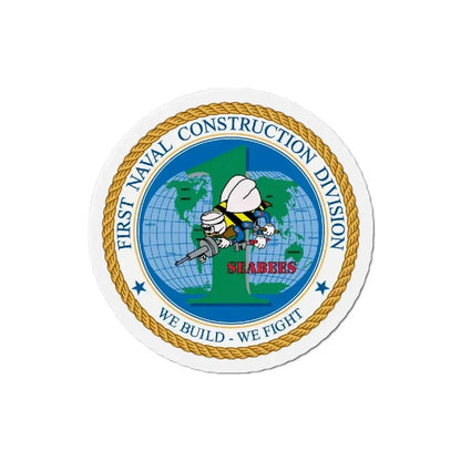1st Naval Construction Div Seabee (U.S. Navy) Refrigerator Magnet 3 Inch - The Sticker Space
