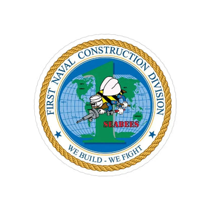 1st Naval Construction Div Seabee (U.S. Navy) Transparent STICKER Die-Cut Vinyl Decal - The Sticker Space