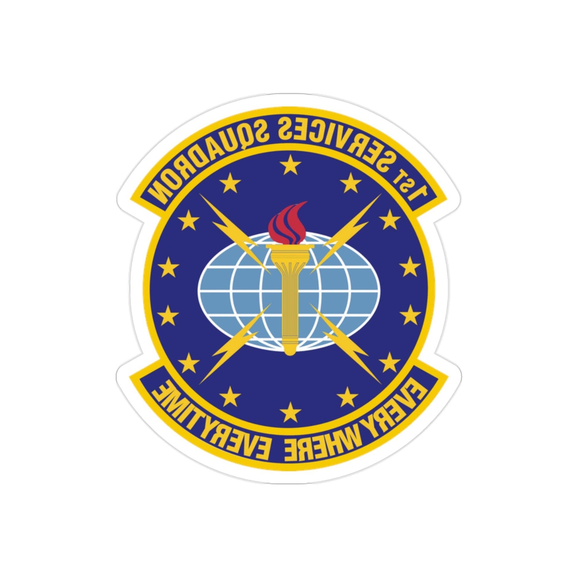 1st Services Squadron (U.S. Air Force) REVERSE PRINT Transparent STICKER-2" × 2"-The Sticker Space