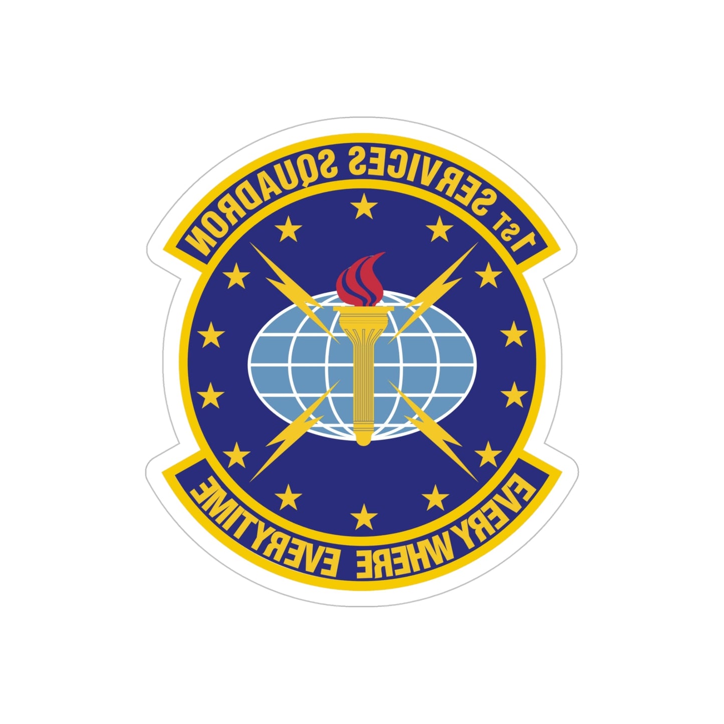 1st Services Squadron (U.S. Air Force) REVERSE PRINT Transparent STICKER-5" × 5"-The Sticker Space