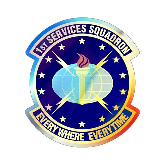 1st Services Squadron (U.S. Air Force) Holographic STICKER Die-Cut Vinyl Decal 6 Inch Holographic - The Sticker Space