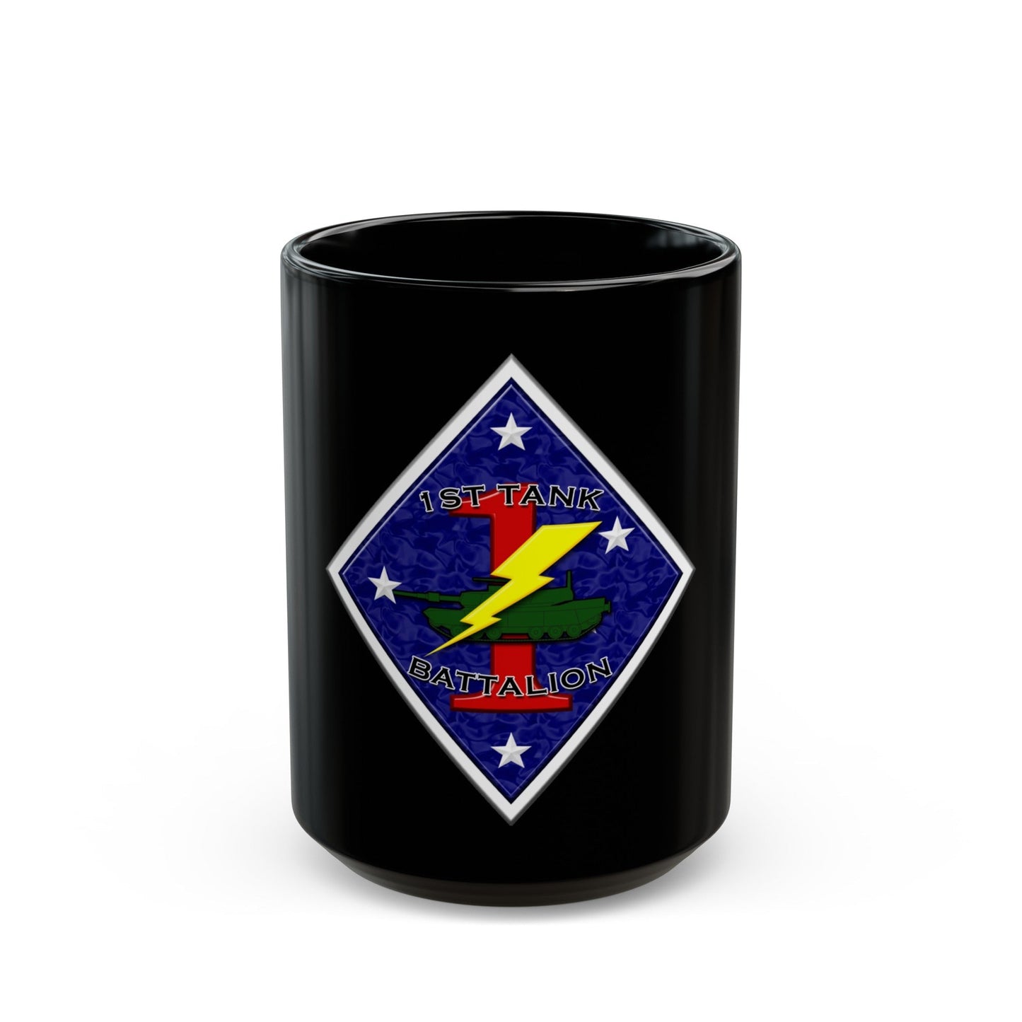 1st Tank Battalion (USMC) Black Coffee Mug-15oz-The Sticker Space