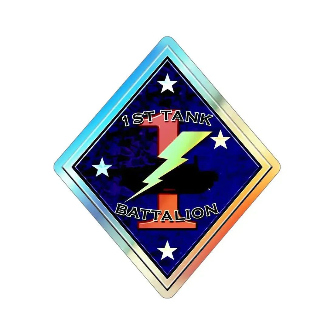 1st Tank Battalion (USMC) Holographic STICKER Die-Cut Vinyl Decal 4 Inch Holographic - The Sticker Space