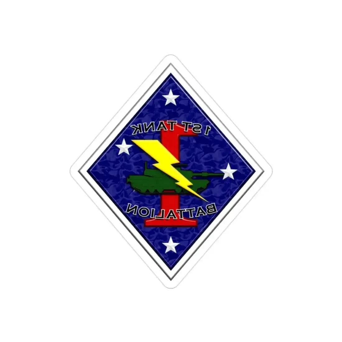1st Tank Battalion (USMC) REVERSE PRINT Transparent Die-Cut STICKER 2 Inch Die-Cut Transparent - The Sticker Space