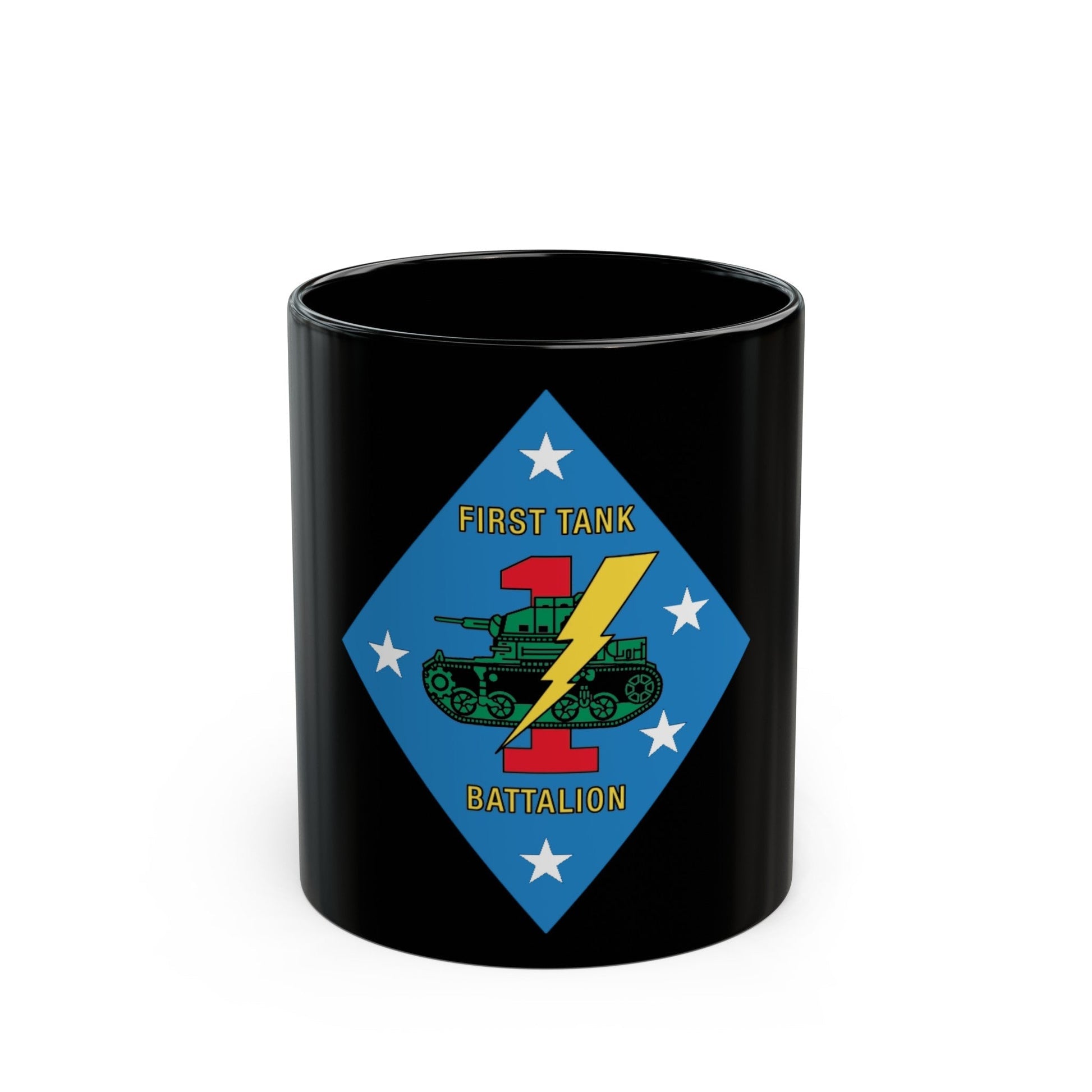 1st Tank Battalion v2 (USMC) Black Coffee Mug-11oz-The Sticker Space