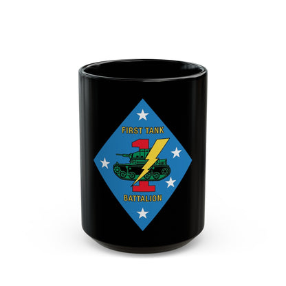 1st Tank Battalion v2 (USMC) Black Coffee Mug-15oz-The Sticker Space