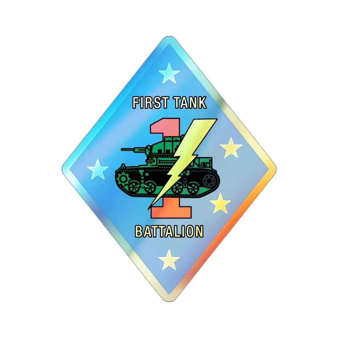 1st Tank Battalion v2 (USMC) Holographic STICKER Die-Cut Vinyl Decal 2 Inch Holographic - The Sticker Space