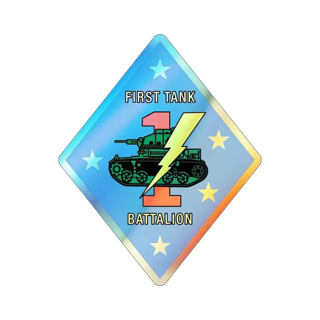 1st Tank Battalion v2 (USMC) Holographic STICKER Die-Cut Vinyl Decal - The Sticker Space