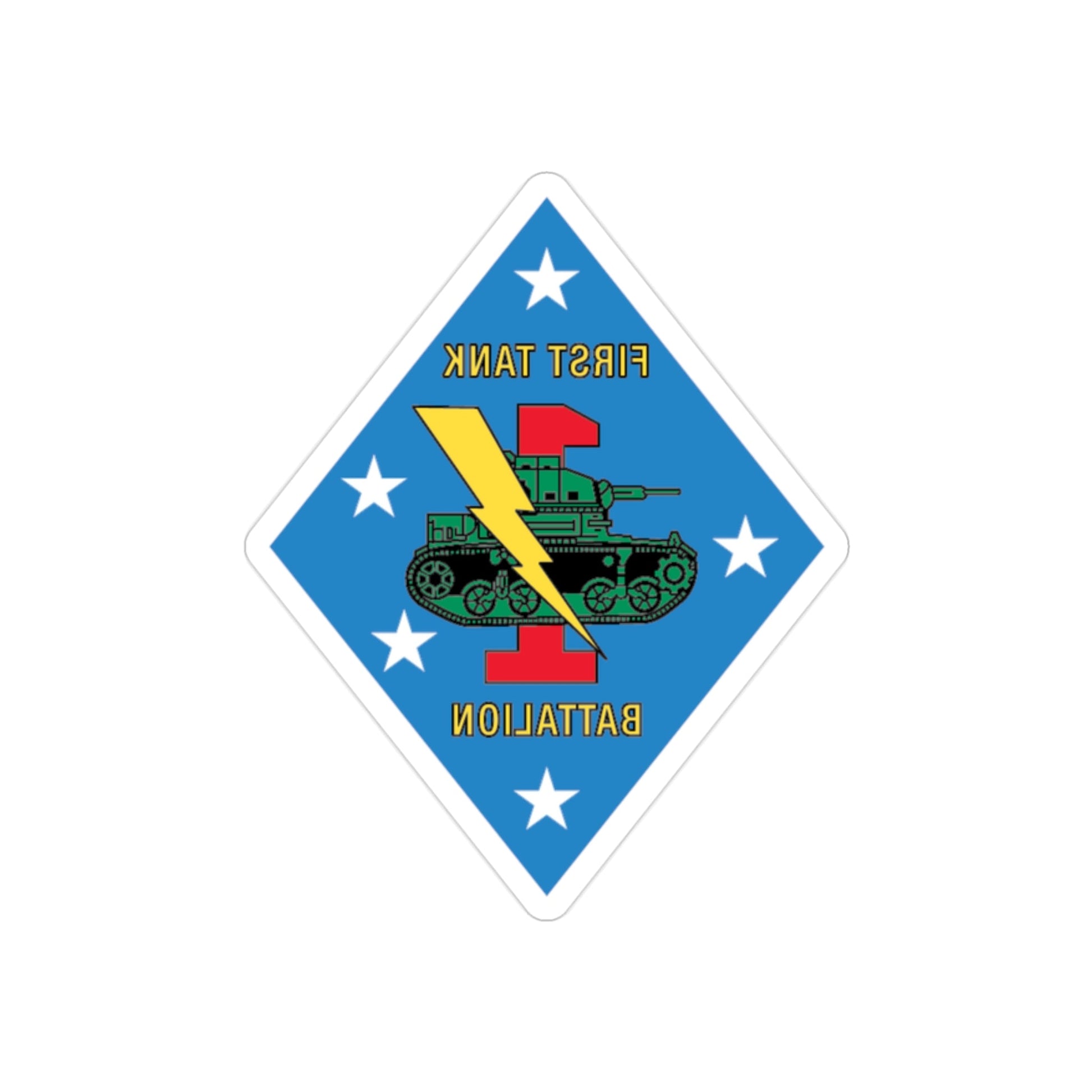 1st Tank Battalion v2 (USMC) REVERSE PRINT Transparent STICKER-2" × 2"-The Sticker Space