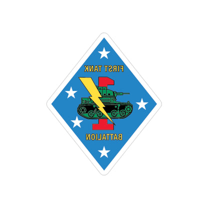 1st Tank Battalion v2 (USMC) REVERSE PRINT Transparent STICKER-3" × 3"-The Sticker Space