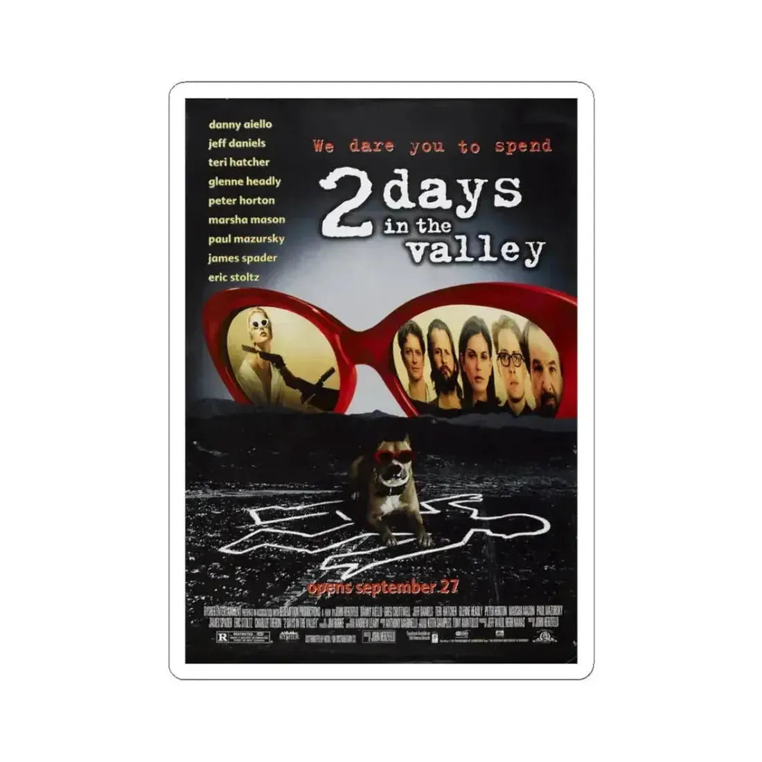 2 Days In The Valley 1996 Movie Poster - STICKER Vinyl Kiss-Cut Decal 3 Inch White - The Sticker Space