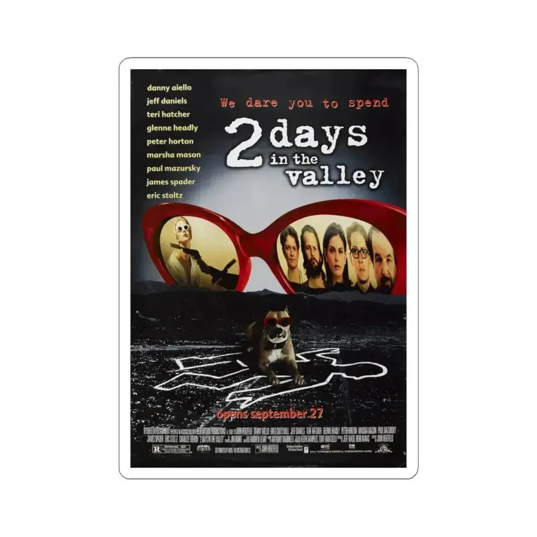 2 Days In The Valley 1996 Movie Poster - STICKER Vinyl Kiss-Cut Decal 4 Inch White - The Sticker Space