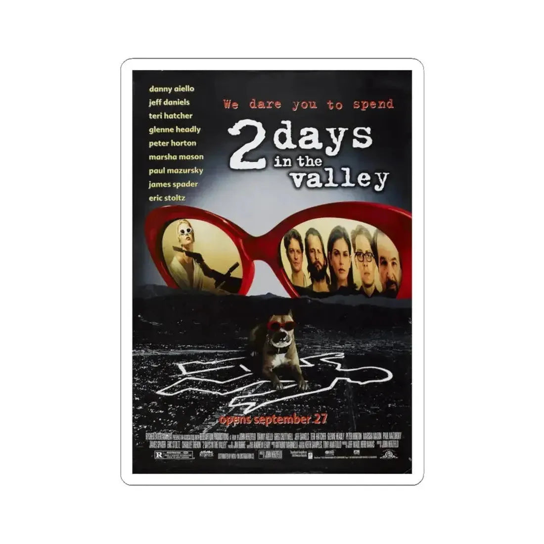 2 Days In The Valley 1996 Movie Poster - STICKER Vinyl Kiss-Cut Decal 6 Inch White - The Sticker Space