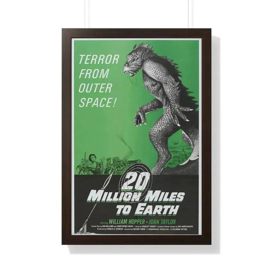 20 MILLION MILES TO EARTH (3) 1957 - Framed Movie Poster 20" x 30" Walnut - The Sticker Space