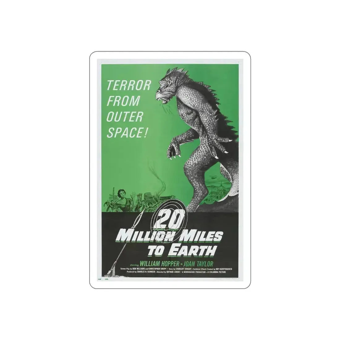 20 MILLION MILES TO EARTH (3) 1957 Movie Poster STICKER Vinyl Die-Cut Decal 5 Inch - The Sticker Space
