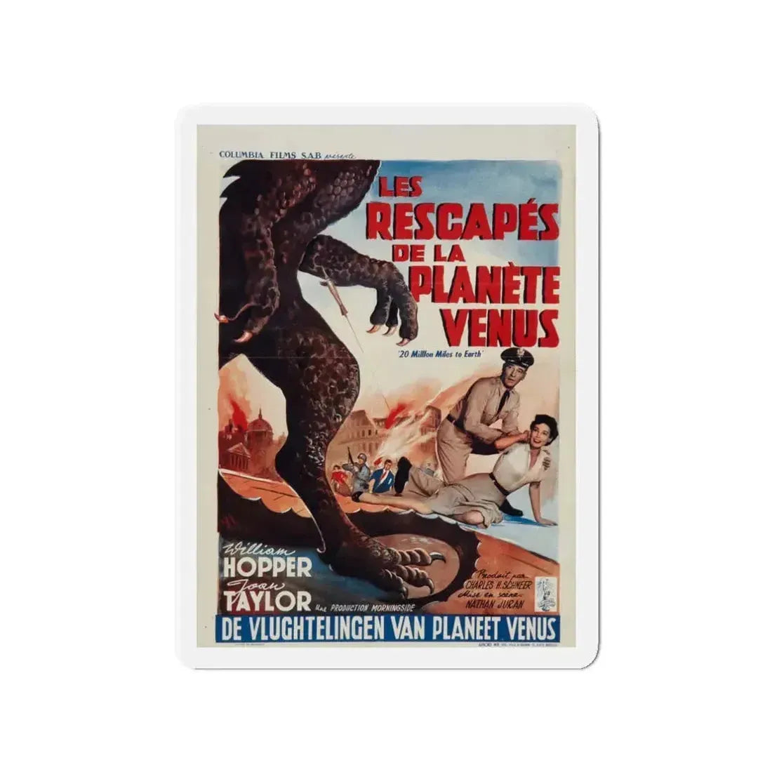 20 MILLION MILES TO EARTH (BELGIAN) 1957 Movie Poster - Refrigerator Magnet 3 Inch - The Sticker Space