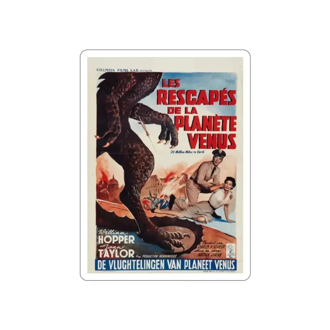 20 MILLION MILES TO EARTH - BELGIAN 1957 Movie Poster STICKER Vinyl Die-Cut Decal 2 Inch - The Sticker Space