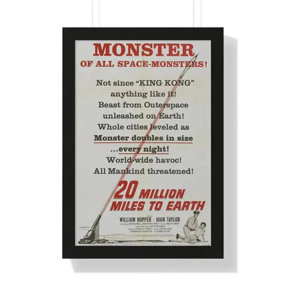 20 MILLION MILES TO EARTH (TEASER) 1957 - Framed Movie Poster 16″ x 24″ Black - The Sticker Space