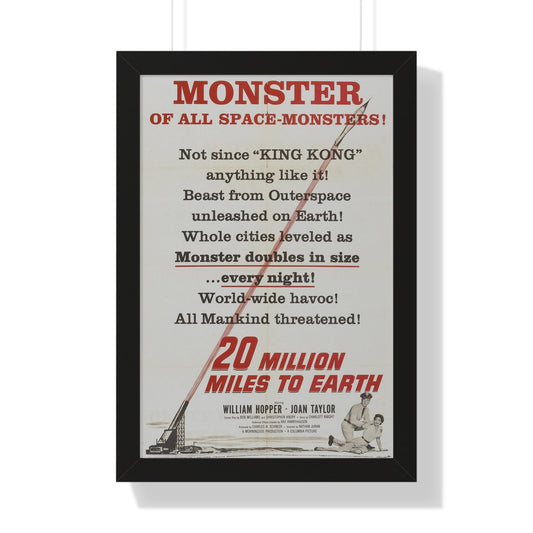 20 MILLION MILES TO EARTH (TEASER) 1957 - Framed Movie Poster-16″ x 24″-The Sticker Space