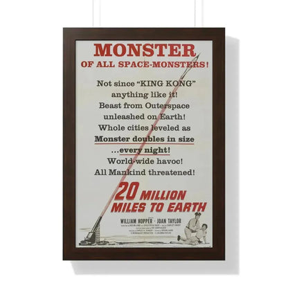 20 MILLION MILES TO EARTH (TEASER) 1957 - Framed Movie Poster 16″ x 24″ Walnut - The Sticker Space