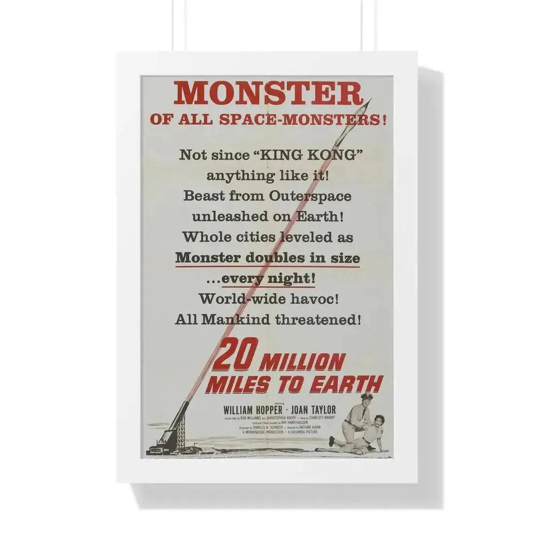 20 MILLION MILES TO EARTH (TEASER) 1957 - Framed Movie Poster 16″ x 24″ White - The Sticker Space