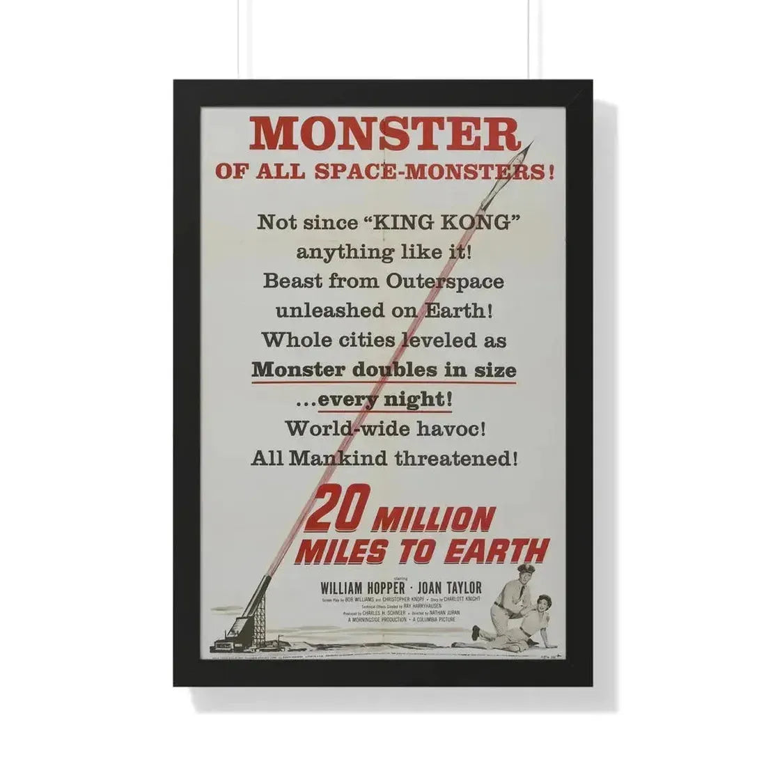 20 MILLION MILES TO EARTH (TEASER) 1957 - Framed Movie Poster 20" x 30" Black - The Sticker Space