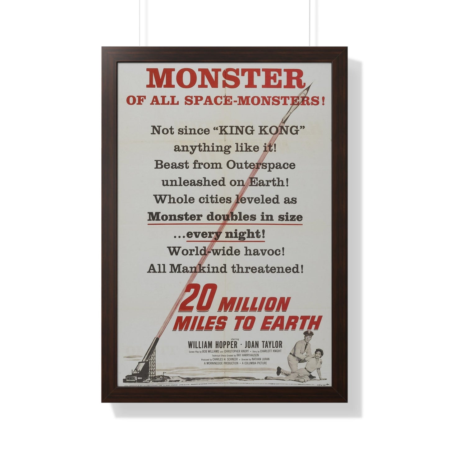 20 MILLION MILES TO EARTH (TEASER) 1957 - Framed Movie Poster-20" x 30"-The Sticker Space