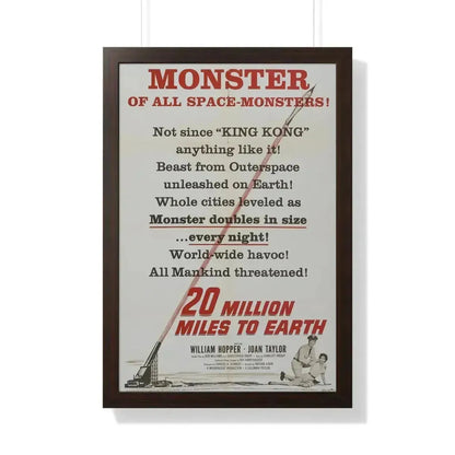 20 MILLION MILES TO EARTH (TEASER) 1957 - Framed Movie Poster 20" x 30" Walnut - The Sticker Space