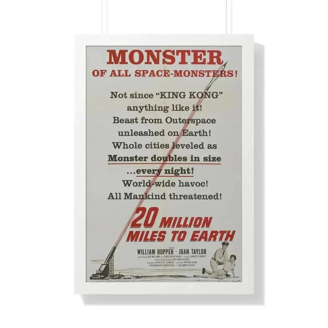 20 MILLION MILES TO EARTH (TEASER) 1957 - Framed Movie Poster 20" x 30" White - The Sticker Space