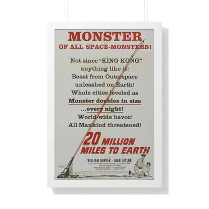 20 MILLION MILES TO EARTH (TEASER) 1957 - Framed Movie Poster 20" x 30" White - The Sticker Space