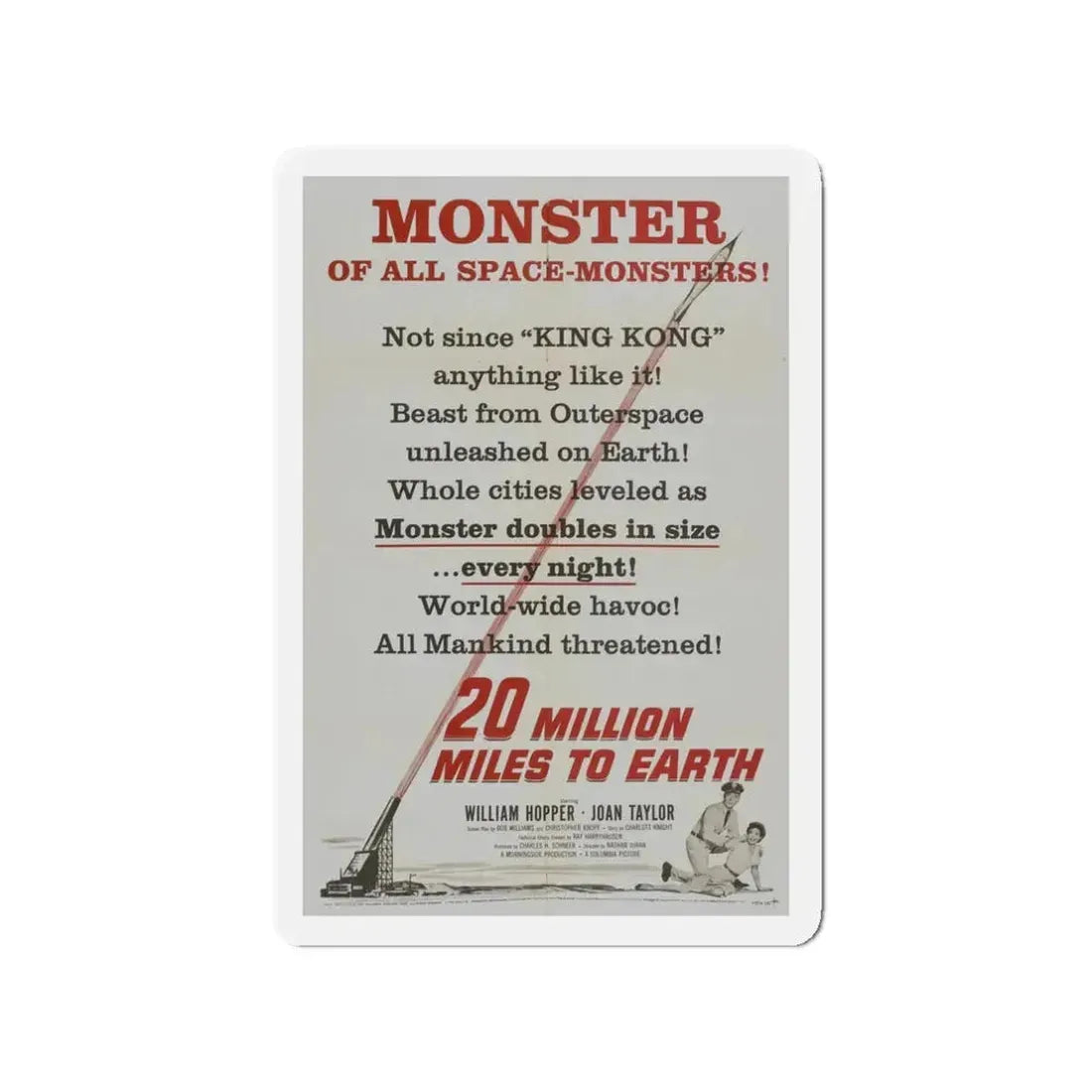 20 MILLION MILES TO EARTH (TEASER) 1957 Movie Poster - Refrigerator Magnet 3 Inch - The Sticker Space