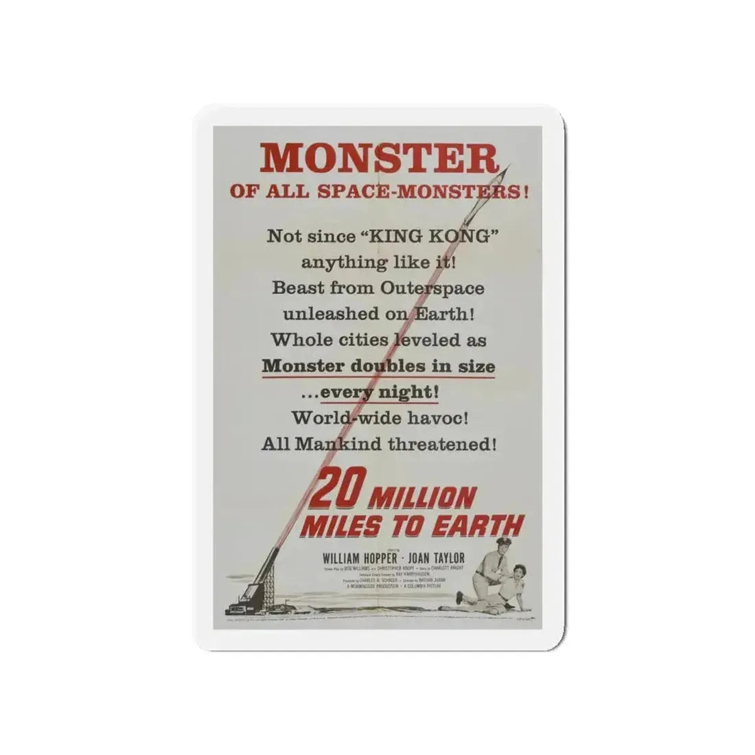 20 MILLION MILES TO EARTH (TEASER) 1957 Movie Poster - Refrigerator Magnet 4 Inch - The Sticker Space