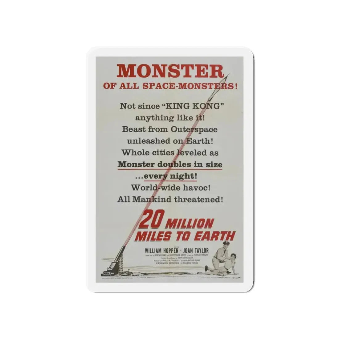 20 MILLION MILES TO EARTH (TEASER) 1957 Movie Poster - Refrigerator Magnet 4 Inch - The Sticker Space