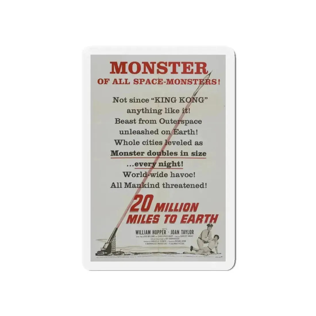 20 MILLION MILES TO EARTH (TEASER) 1957 Movie Poster - Refrigerator Magnet 5 Inch - The Sticker Space