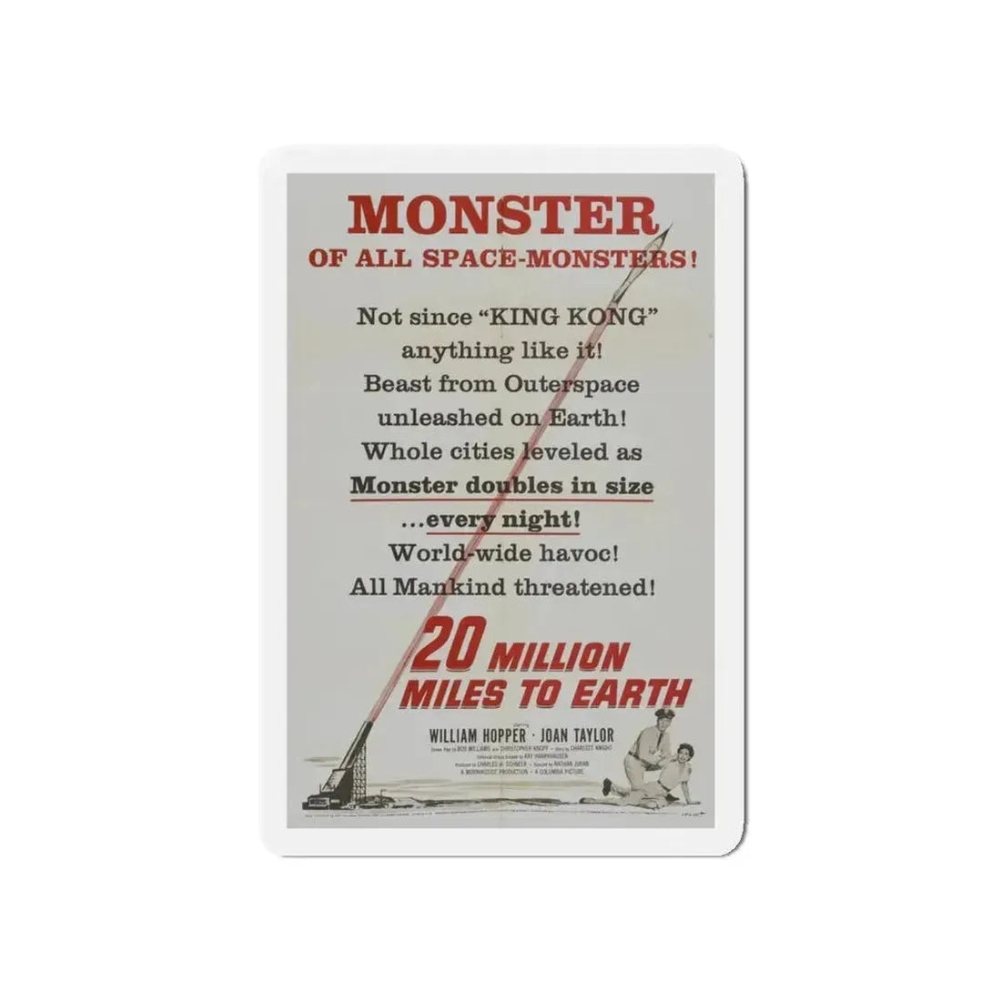 20 MILLION MILES TO EARTH (TEASER) 1957 Movie Poster - Refrigerator Magnet 5 Inch - The Sticker Space